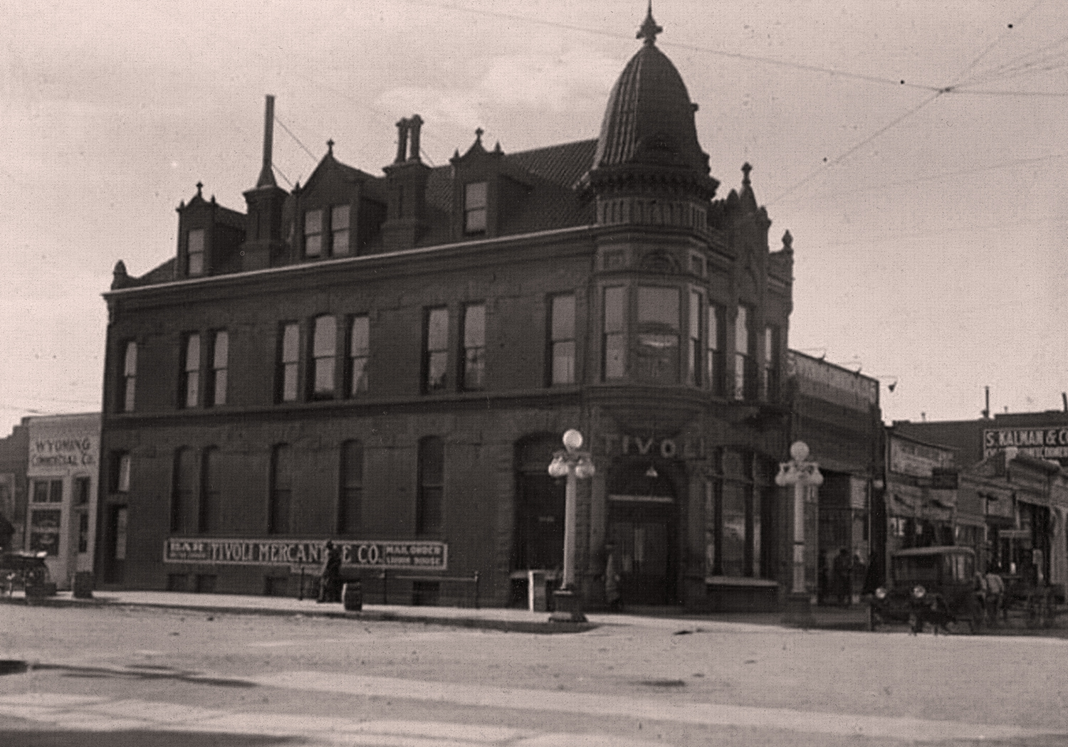 A historic photo of the Tivoli Building in downtown Cheyenne.