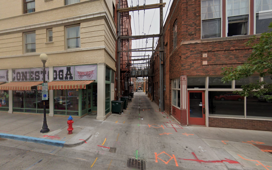 An alleyway between two brick buildings in Downtown Cheyenne.