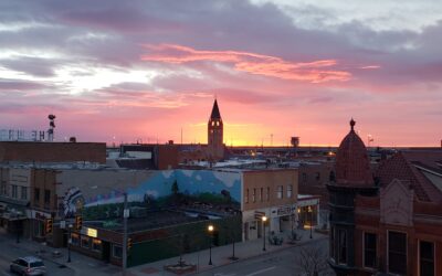 SUNSET-SKYLINE A pink sunset against the skyline of Downtown Cheyenne.