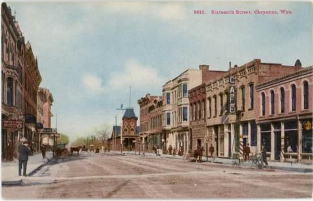 A stylized photo of a street in Downtown Cheyenne.