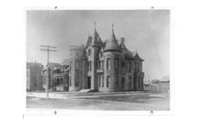 CASTLE-DARE A historic photo of Castle Dare, a brick structure with spires.