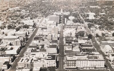 DOWNTOWN-AERIAL A historic aerial view of Downtown Cheyenne.