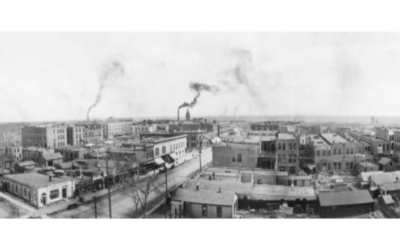 LOOKING-SOUTH-FROM-CAREY-AND-18TH-1908 A historic aerial view of Downtown Cheyenne in 1908.