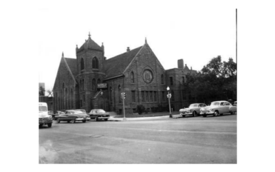 METHODIST-CHURCH-1950s A historic photo of a Methodist church from the 1950s.