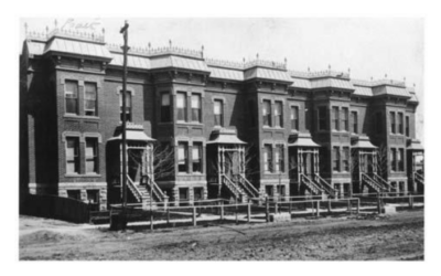 TERRACE-ROW-18TH-BETWEEN-CAPITOL-AND-CAREY A historic of Terrace Row, a line of buildings on 18th Street in Cheyenne.