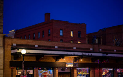 Flippers Arcade Exterior of Flippers Arcade at night, with exterior signage lit.