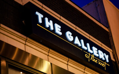 The Gallery at The Met Exterior lighted signage of The Gallery at The Met in Downtown Cheyenne