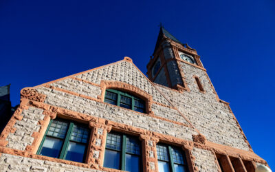 Cheyenne Depot – Looking Up Looking up at the Cheyenne Depot, showing the clock tower and windows.