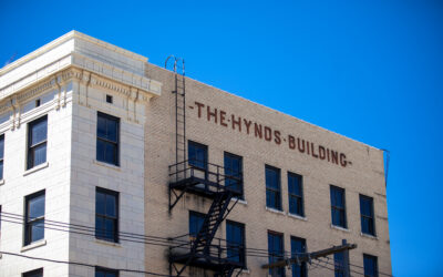 Hynds – Upper A view of the Hynds Building, with historic brickwork on the side.