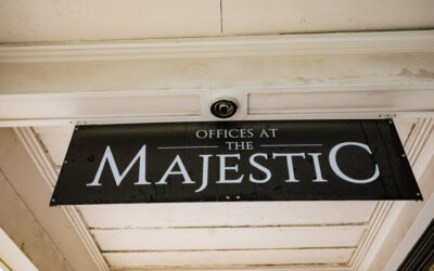 The Majestic sign A hanging sign reading "Offices at The Majestic"