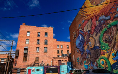 Paramount Parking Lot Murals A series of colorful murals painted on brick buildings in Downtown Cheyenne.