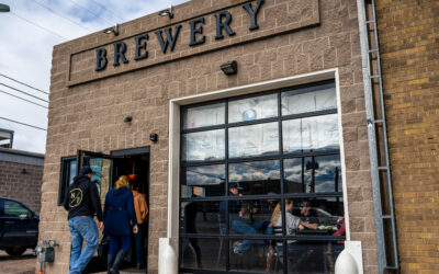 Freedom’s Edge Street view of Freedom's Edge brewery, with people walking inside
