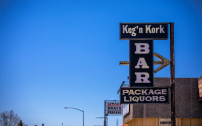 Keg’n Kork Exterior signage for the Keg'n Kork bar and package liquors