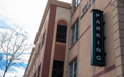SPIKER GARAGE A street view of the Jack Spiker Parking Garage.