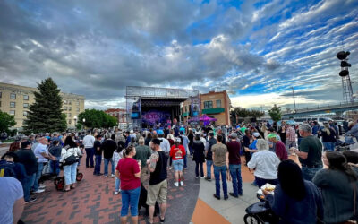 Fridays on the Plaza: CROWD A crowd gathers in front of a stage to listen to live music in the Cheyenne Depot Plaza.