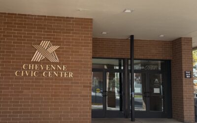 CIVIC CENTER Entrance to the Cheyenne Civic Center, with exterior signage bearing its name.