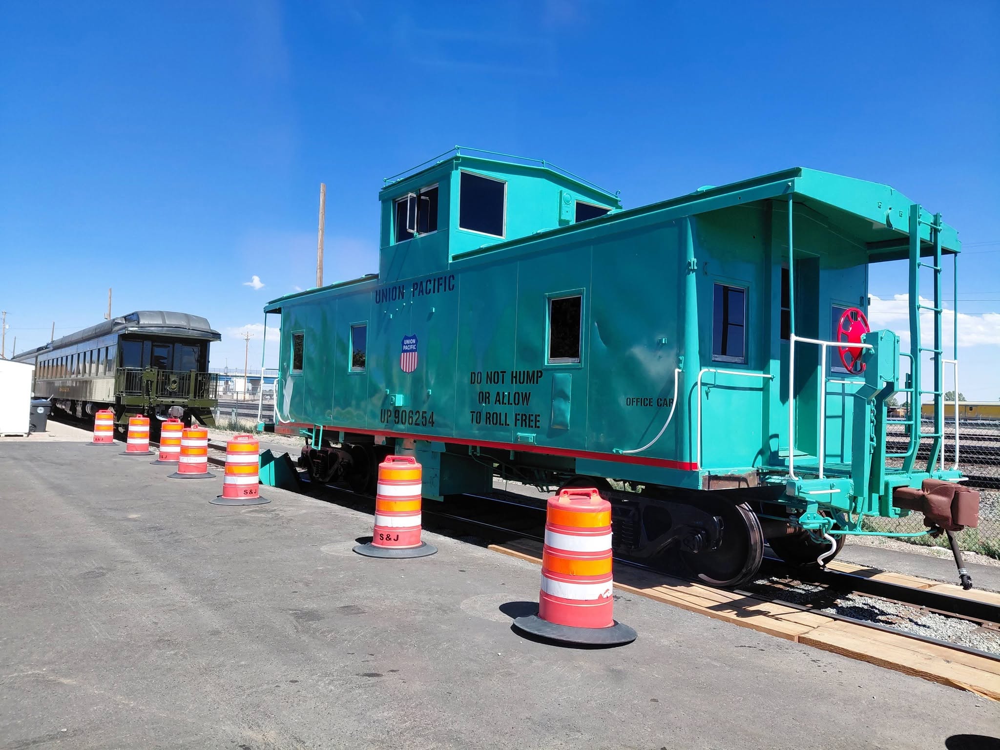 Railcars installed on 15th Street in downtown Cheyenne