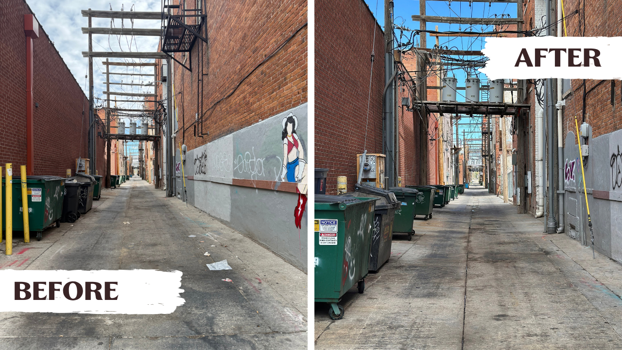 Downtown Cheyenne alleyway clean up before and after